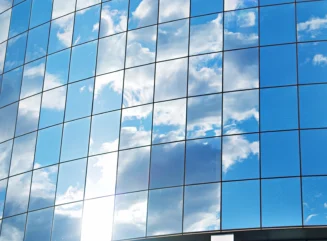 Financial Building Wall and Sky. Business Background - stock photo