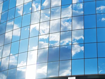 Financial Building Wall and Sky. Business Background - stock photo