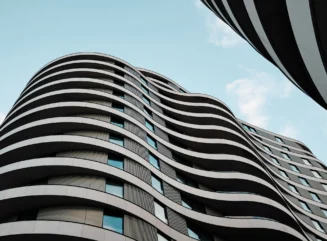 Curved Skyscrapers Shaping the Cityscape - stock photo
